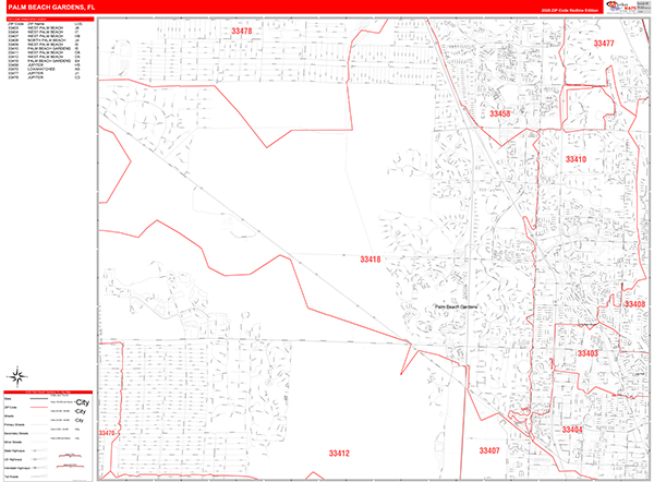 Palm Beach Gardens, FL Zip Code Map